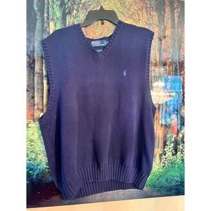 Mens Ralph Lauren XL navy blue sweater vest
